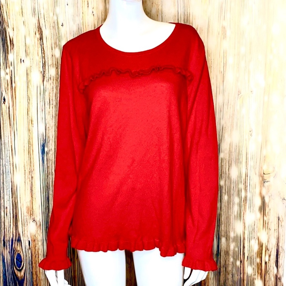 Talbots Red Ruffle Sweater | XL